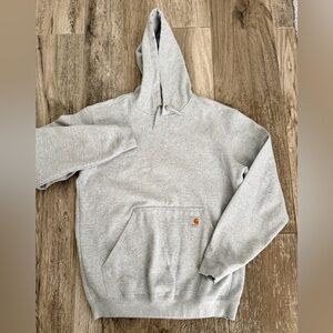 Carhartt Men's Gray Hoodie Kangaroo Pocket Cotton Logo